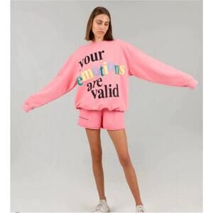 Mayfair Group Your Emotions Are Valid Crewneck Sweatshirt Pink One Size Petite